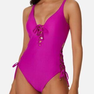 NWT! Bar III Orchid Summer Solids Lace Up Sided One Piece Swimsuit NEW!